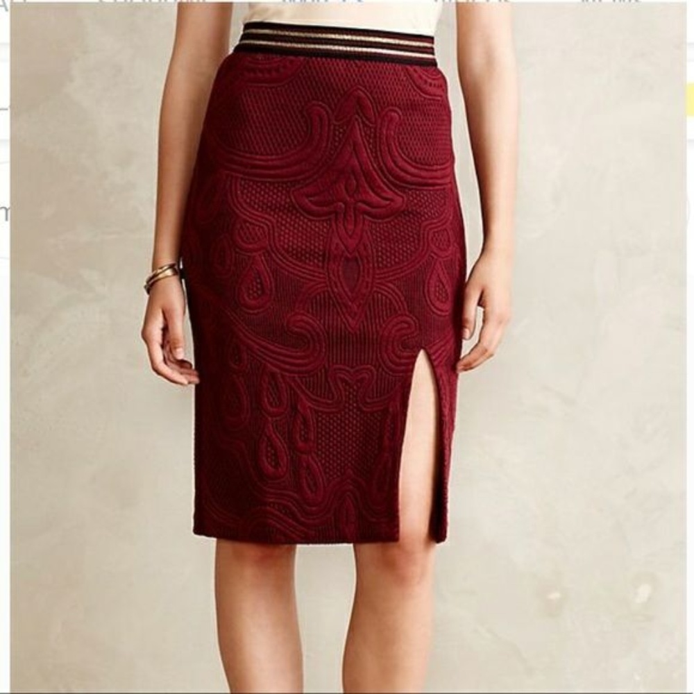 NWOT Anthro Maeve Maroon Pencil Skirt